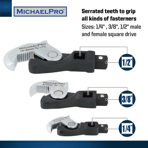 Vista 2 de MichaelPro Juego de llaves para pata de gallo de ajuste de tamaño automático con resorte de 3 piezas 0.197 – 1.260 in, 3/16 pulgadas – 1-1/4