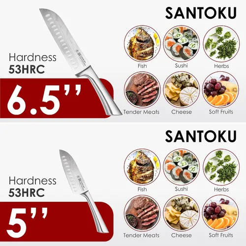Vista 4 de Cuisine: pro Damashiro - Bloque de cuchillos (Kumi, juego de 7 cuchillos de chef) – Cuchillo de acero japonés – Bloque magnético para cuchillos