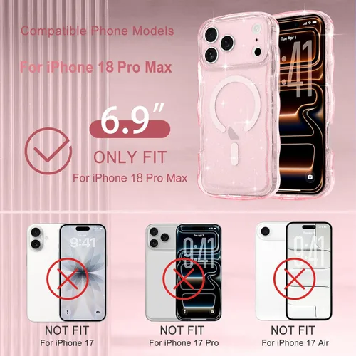 Vista 282 de Pepmune Funda magnética para iPhone 17 Pro Max, color rosa