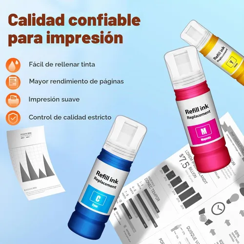 Vista 4 de Compatible para botellas de recarga de tinta EPT522 ET-2800 ET-2400 ET-4800 3