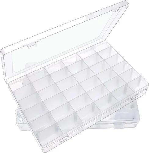 Vista 19 de IOOLEEM Caja organizadora de cuentas de plástico de 15 rejillas, caja de almacenamiento de contenedores, divisores para artes y manualidades