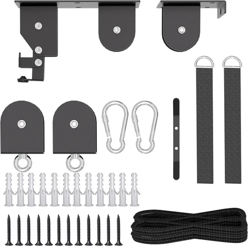 Vista 8 de TRUSOON Paquete de 2 polipastos de bicicleta, sistema de polea de elevación de bicicleta eléctrica resistente para almacenamiento en techo de garaje