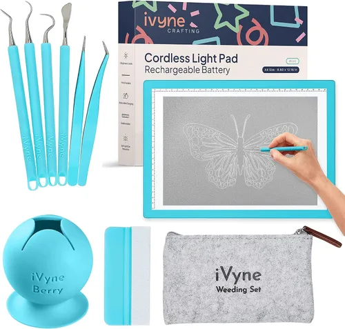 Vista 8 de iVyne Almohadilla de luz con cable para desmalezar vinilo, caja de luz A4 para dibujo, tablero de luz para trazar, caja de luz para pintura de Negro
