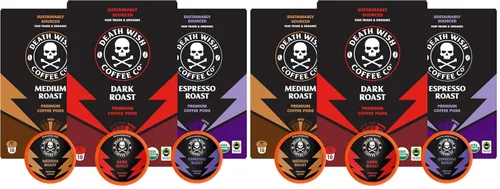 Vista 31 de Death Wish Coffee Cápsulas de tostado medio de una sola porción – El café más fuerte del mundo – Mezcla más ligera de granos arábica audaz y Robusta