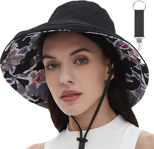 Vista 24 de vidsel Sombreros de sol para mujer, de ala ancha, reversible, de algodón, plegable, de verano, con clip para sombrero, protección UV Beige