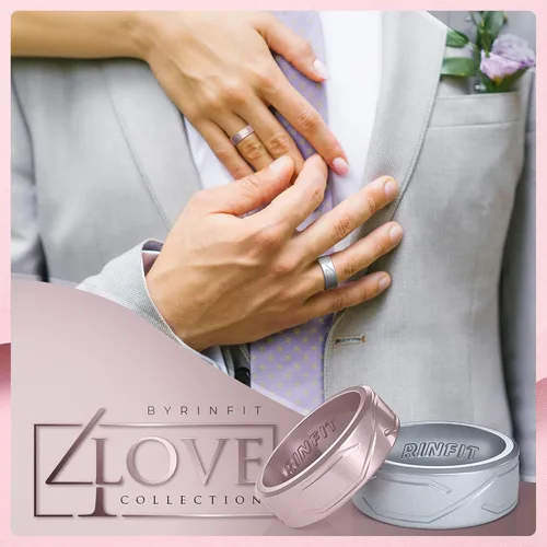 Vista 8 de Anillo de boda de silicona para hombres y mujeres paquete de 4 5 anillas diseño de anillos de goma de silicona cómodo y duradero juego a juego