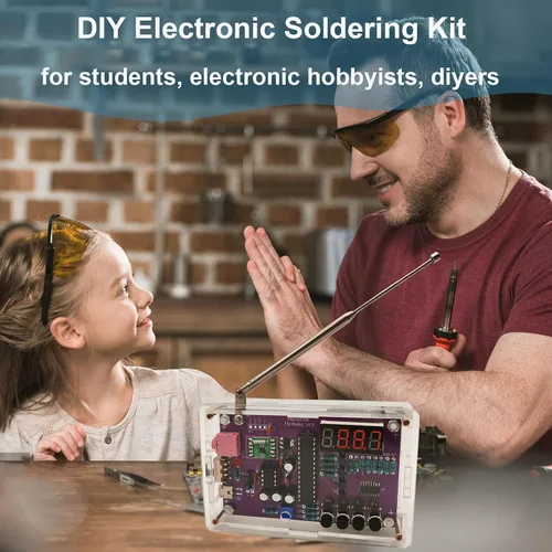Vista 6 de Nuevo kit de soldadura de radio FM, kit electrónico de radio portátil para bricolaje, alimentado por baterías o USB, kit de soldadura de práctica