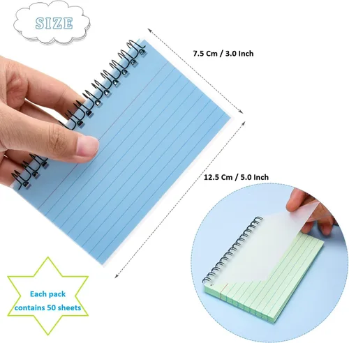 Vista 2 de FRIUSATE 150 hojas tarjetas flash 3x5 pulgadas tarjetas de índice encuadernadas en espiral tarjetas de índice rayadas de colores con anillo tarjetas