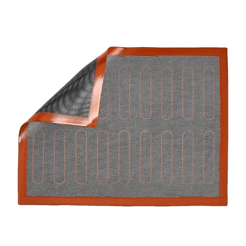 Vista 2 de Amazon Basics Eclair - Tapete de silicona antiadherente para hornear, reutilizable, fácil de limpiar, paquete de 2, negro/rojo/blanco, rectangular