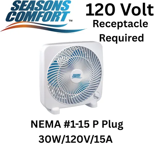 Vista 6 de Seasons Comfort Ventilador de caja de mesa de 9 pulgadas, 3 velocidades, ventilador de mesa silencioso con fuerte flujo de aire, ventilador de caja