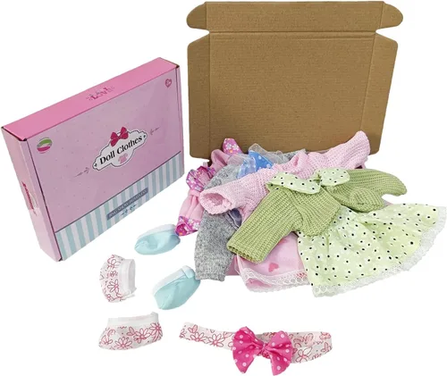 Vista 3 de farand paquete de 6 vestidos para muñeca Bebé Vestido trajes para muñeca de 12 pulgadas.