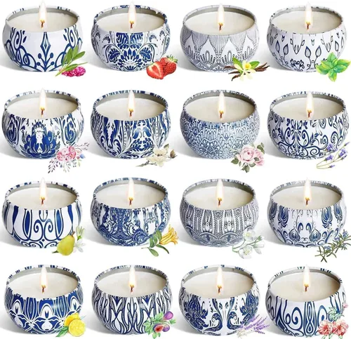 Vista 14 de YOROXRG Juego de 12 velas perfumadas de cera de soja, velas de lata de viaje para el hogar, 3.05 onzas para mamá para Navidad, cumpleaños, Acción