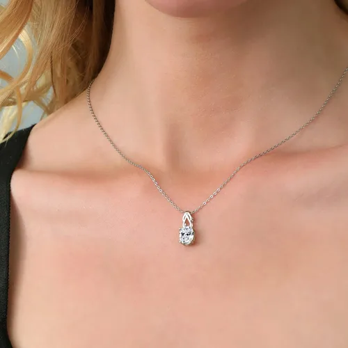 Vista 131 de Gem Stone King Collar de plata de ley 925 con piedra natal ovalada de 0.354 x 0.276 in Collar con colgante solitario para mujer Con cadena