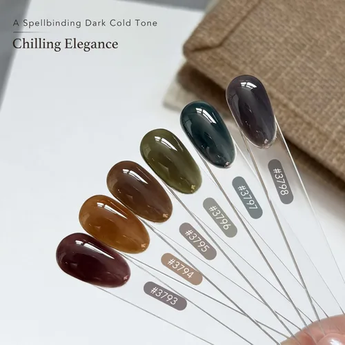 Vista 3 de GAOY Esmalte de uñas en gel oscuro de 6 colores gelatina lechosa marrón verde negro, kit de esmalte en gel para manicura de salón y nail art