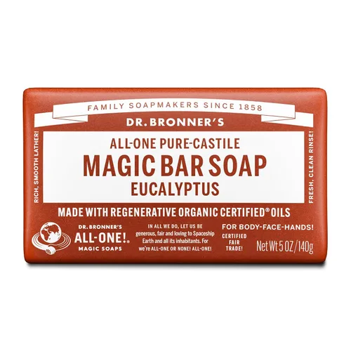 Vista 14 de Barra orgánica de jabones Pure Castile de Dr. Bronner, 734, 1, 1 Vegan Formula, Deep Cleansing Feel, Body Wash for Men and Women, Active Shower