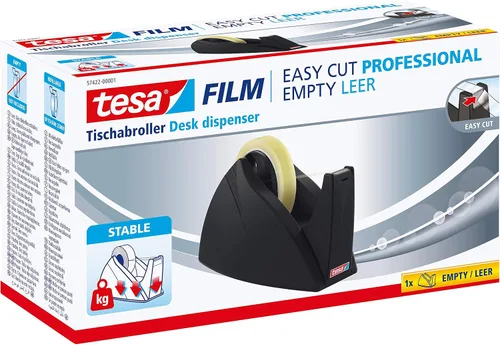 Vista 2 de tesa Film Easy Cut - Dispensador de escritorio para el hogar y la oficina para cinta adhesiva para uso en casa y oficina, color negro, para tamaños