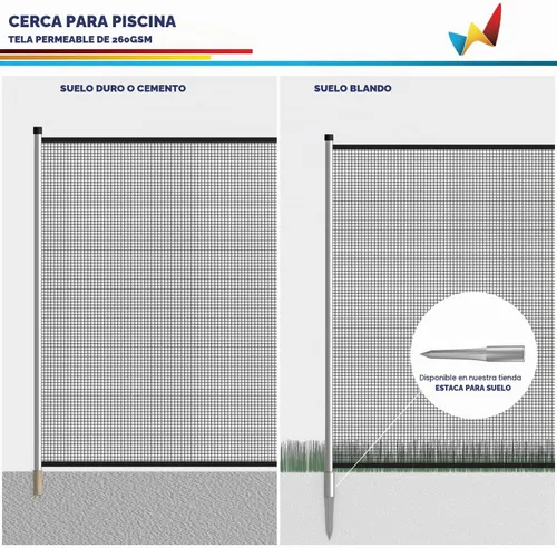 Vista 2 de Windscreen4less - Valla de seguridad para piscinas enterradas, valla de seguridad desmontable con mangas de postes, panel de valla de patio