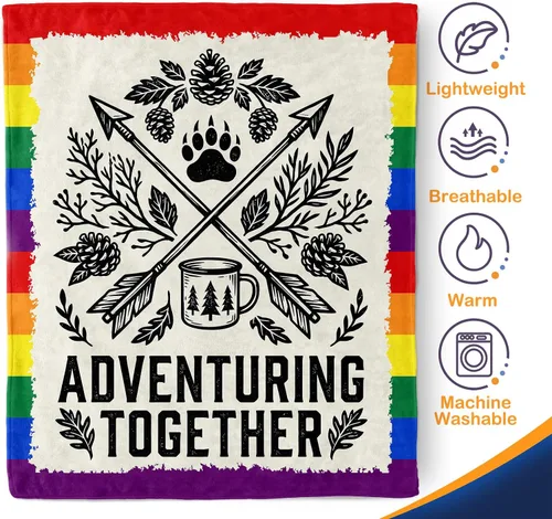 Vista 5 de Aimego Rainbow Pride Throw Blanket 50" x 60" Flannel Fleece Adventuring Blanket