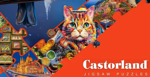 Vista 6 de CASTORLAND Rompecabezas de 1500 piezas, fiesta felina, arte, pintura de gato colorido, flores de hortensias, rompecabezas para adultos, Castorland