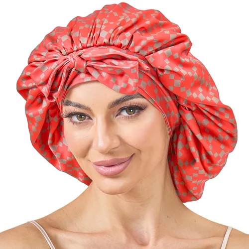Vista 4 de Tie Silk Bonnet Satin Curly Hair Wrap para mujeres durmientes Anti Negro