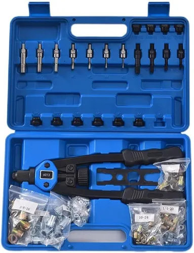 Vista 9 de Herramienta de tuerca de remache de mano, mango largo de 13 pulgadas de largo, kit de herramientas de remache de mano con 7 mandriles métricos y 110