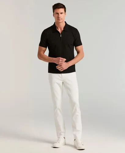 Vista 4 de Perry Ellis Men's Quarter Zip Short Sleeve Ribbed Knit Polo Shirt