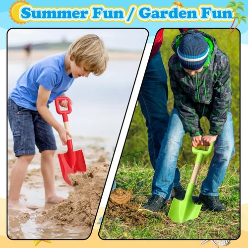 Vista 5 de Umnodobn Juguetes de arena de playa, palas de 16 pulgadas para niños y adultos, herramientas de jardinería con pala de pala, kit de caja de arena