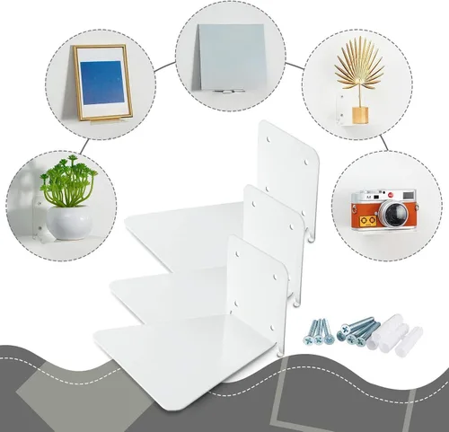 Vista 6 de Jetec Paquete de 6 estanterías flotantes invisibles montadas en la pared, estantes flotantes resistentes para libros, estantes de metal ocultos