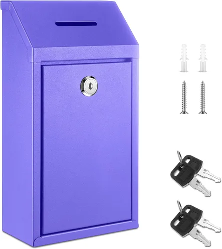 Vista 22 de Yaocom Caja de Recolectión de Donaciones de Efectivo de Metal Caja de Sugerencias Segura con Cerradura Montada en la Pared Buzón de Entrega
