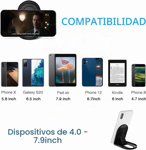 Vista 7 de [Paquete de 3] Soporte de teléfono celular para escritorio, soporte plegable portátil para iPhone, soporte de escritorio ajustable multiángulo