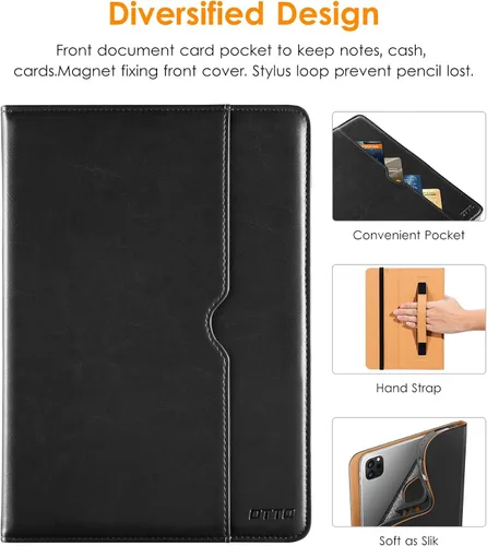 Vista 4 de DTTO para iPad Pro 12.9 6ª / 5ª / 4ª / 3ª generación Funda 2022/2021/2020/2018, Funda de cuero premium tipo folio con soporte integrado