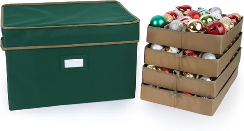 Vista 8 de Covermates Keepsakes – Caja de almacenamiento ajustable de 72 piezas – Capacidad para adornos de 4 pulgadas – Resistente – Asas – apilables