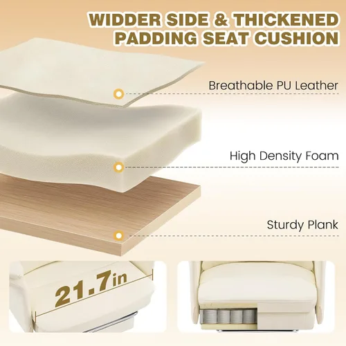 Vista 7 de Silla de oficina en casa con reposapiés, 400 libras, silla de escritorio con respaldo alto con soporte lumbar, reposabrazos suaves, sillas de Beige