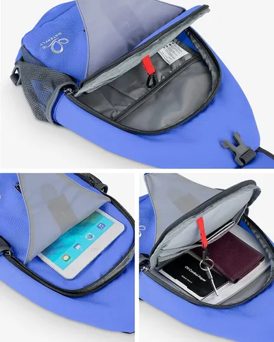 Vista 33 de Waterfly - Mochila cruzada tipo bandolera para viajes y caminatas, bolsa de pecho, Gris, talla única