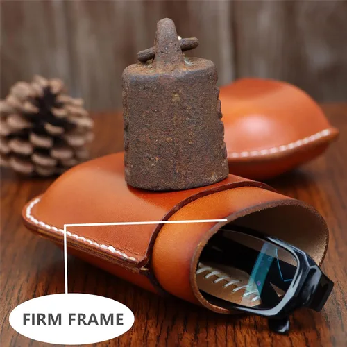 Vista 2 de Funda de cuero para gafas de sol vintage para hombres y mujeres miope, gafas de sol, viaje, caja de almacenamiento antiaplastamiento