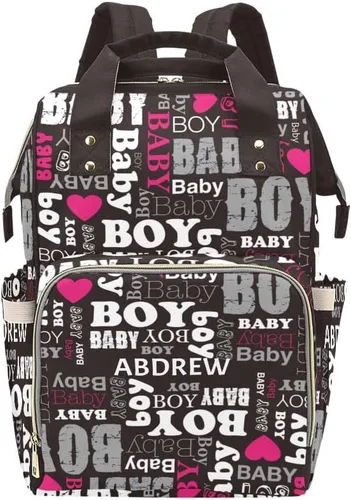 Vista 16 de Mochila de pañales personalizada, regalo con nombre, letras para bebé, color gris, rosa, bolsa de viaje versátil: gran capacidad y múltiples