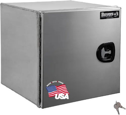 Vista 9 de Buyers Products 1705295 - Caja de herramientas para debajo de la carrocería con puertas de granero, 18 x 18 x 18 pulgadas, fabricada en Estados