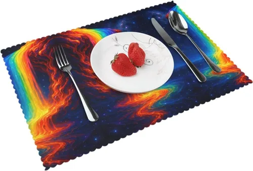 Vista 16 de Rectangular Placemats Set of 4, Heat Resistant Origami Fold Printed Kitchen Dining Table Mats