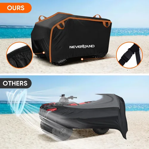 Vista 5 de NEVERLAND Funda impermeable para cuatrimoto de 4 ruedas con hebilla, a prueba de polvo, anti rayos UV, resistente al viento, para todo