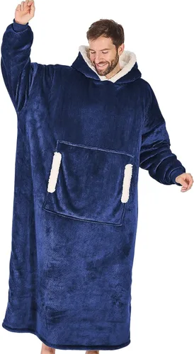 Vista 35 de yescool - Cobija con capucha, sudadera de franela de forro polar sherpa para adultos, mujeres y hombres, talla única