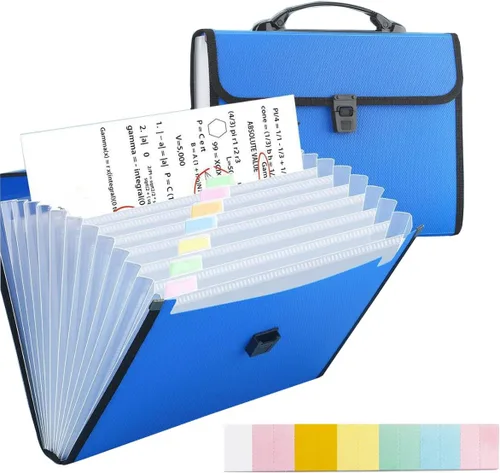 Vista 7 de Organizador de archivos de acordeón de 12 bolsillos tamaño carta/A4 con asa, TRANBO, carpeta de archivos expandible, organizador de papel portátil