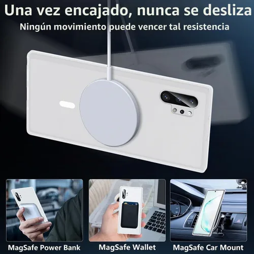 Vista 2 de TIANNIUKE Funda magnética para Samsung Galaxy Note 10 Plus, translúcida mate antihuellas, compatible con MagSafe, ajuste delgado, a prueba de Blanco