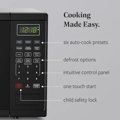 Vista 3 de Farberware - Horno microondas de encimera de 1.1 pies cúbicos – 1000 vatios de potencia, configuraciones de cocción automática, descongelación, Negro
