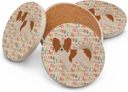 Vista 61 de Abyssinian Sand Terrier Merry Christmas - Posavasos grandes de piedra arenisca (4 unidades)