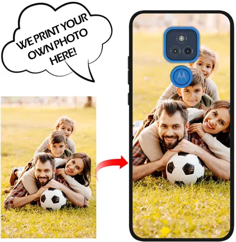 Vista 5 de Funda de teléfono con foto personalizada para Motorola Moto G Play 2021 con imagen, texto, logotipo, nombre, funda negra suave, regalo único