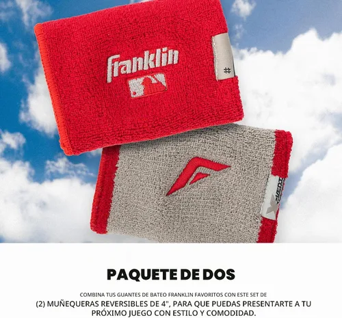 Vista 2 de Franklin Sports Pulseras MLB Xvent - Béisbol + Softbol - 4 pulgadas - Transpirable + Duradero rojo y gris
