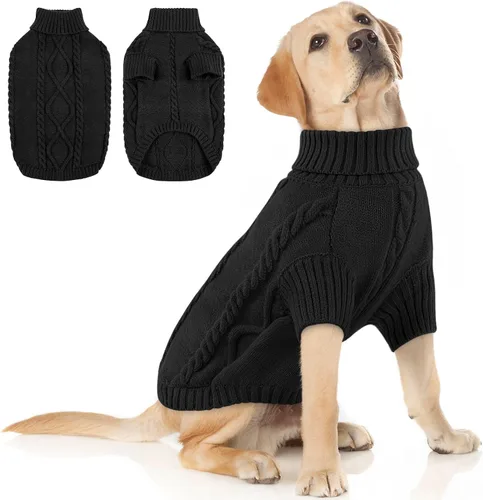 Vista 28 de Queenmore - Suéter de punto trenzado con cuello alto para perros pequeños, para climas fríos, para chihuahua, bulldog, teckel, carlino y yorkie, XS