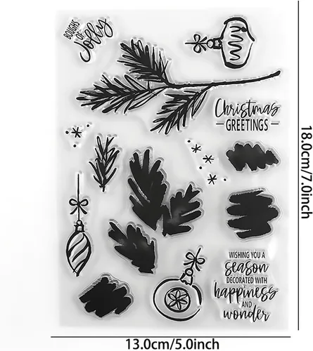 Vista 2 de Juego de sellos y troqueles de felicitación de Navidad para hacer tarjetas, sellos transparentes y troqueles de corte de metal para álbumes