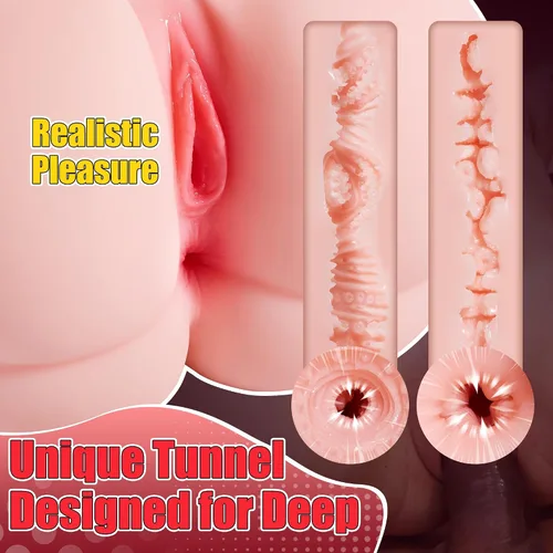Vista 3 de Muñeca sexual de torso masturbador masculino para hombres, coño de bolsillo con textura de piel realista, 2 agujeros apretados (vagina y anal)