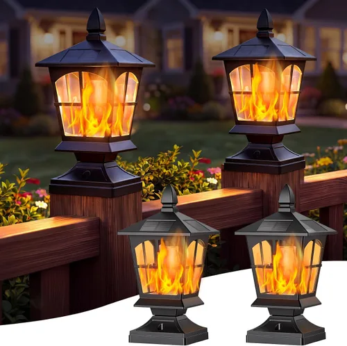 Vista 12 de Brightever 4x4 Post Solar Lights with Warm White Edison Bulb, 1 Pack Black Negro